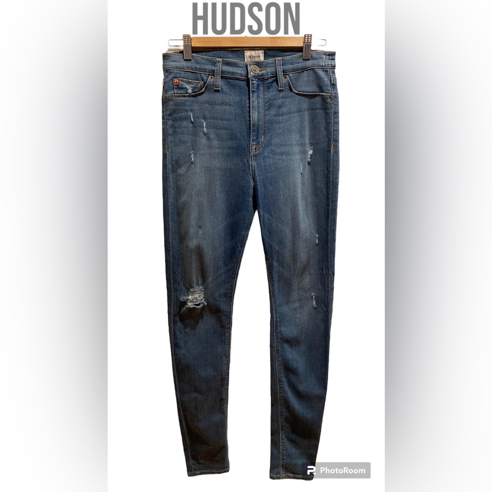 Hudson, Size 28, Blue, Distressed Skinny Jean